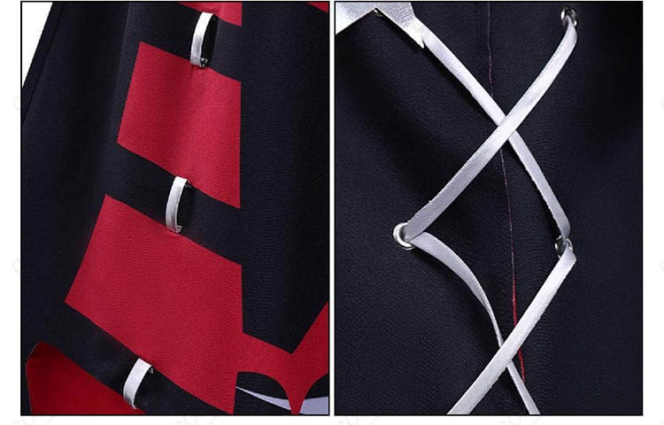 衣装に用いられた網目（メッシュ）装飾パーツの近接図