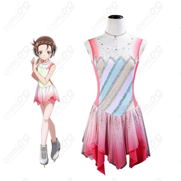 結束いのりのフィギュアスケート衣装を着用した全身イメージ。氷上らしい透明感と輝きが伝わる着用例。