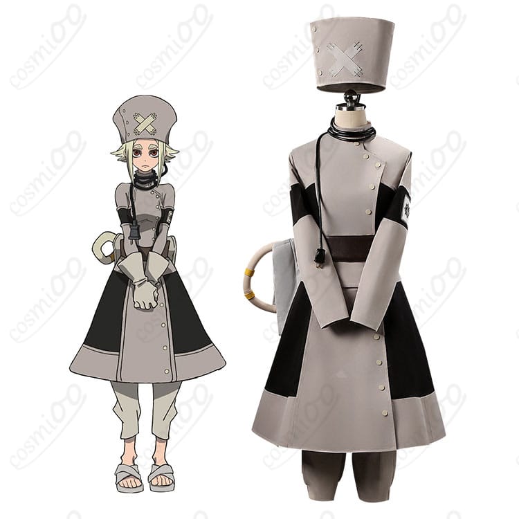 ガチアクタ エイシア・スティルザのフルコーデ着用イメージ。上着とズボンにウエストポーチ・帽子・ベルト・手袋・首飾りを装着した全身ビュー。