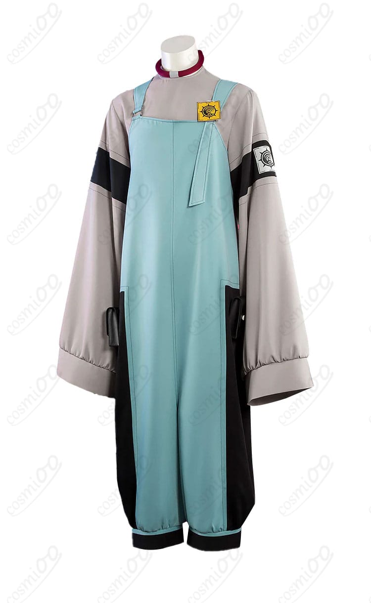 サロペットの側面ラインとレッグポーチの位置が分かる側面写真