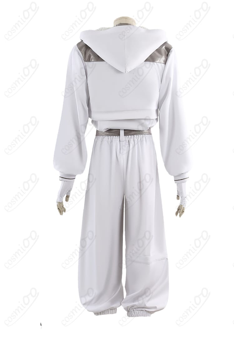 東雲彰人 アクセラレイト衣装の背面。ジャケットの後ろ身頃のラインとパンツのフィット感、シルエットを表示。