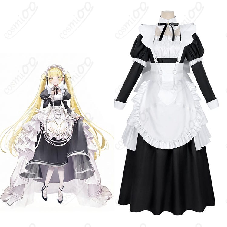 モデル着用の金子（キンコ）ゴーストハウス メイド衣装一式・全身イメージ