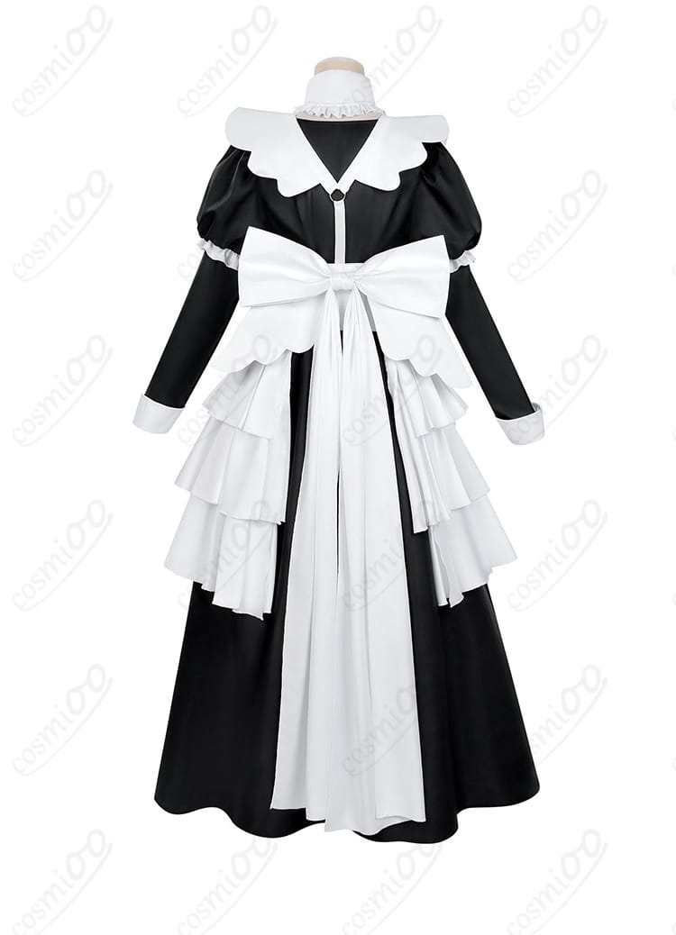 金子メイド服の背面。背部の大きな蝶結びリボンとファスナー位置