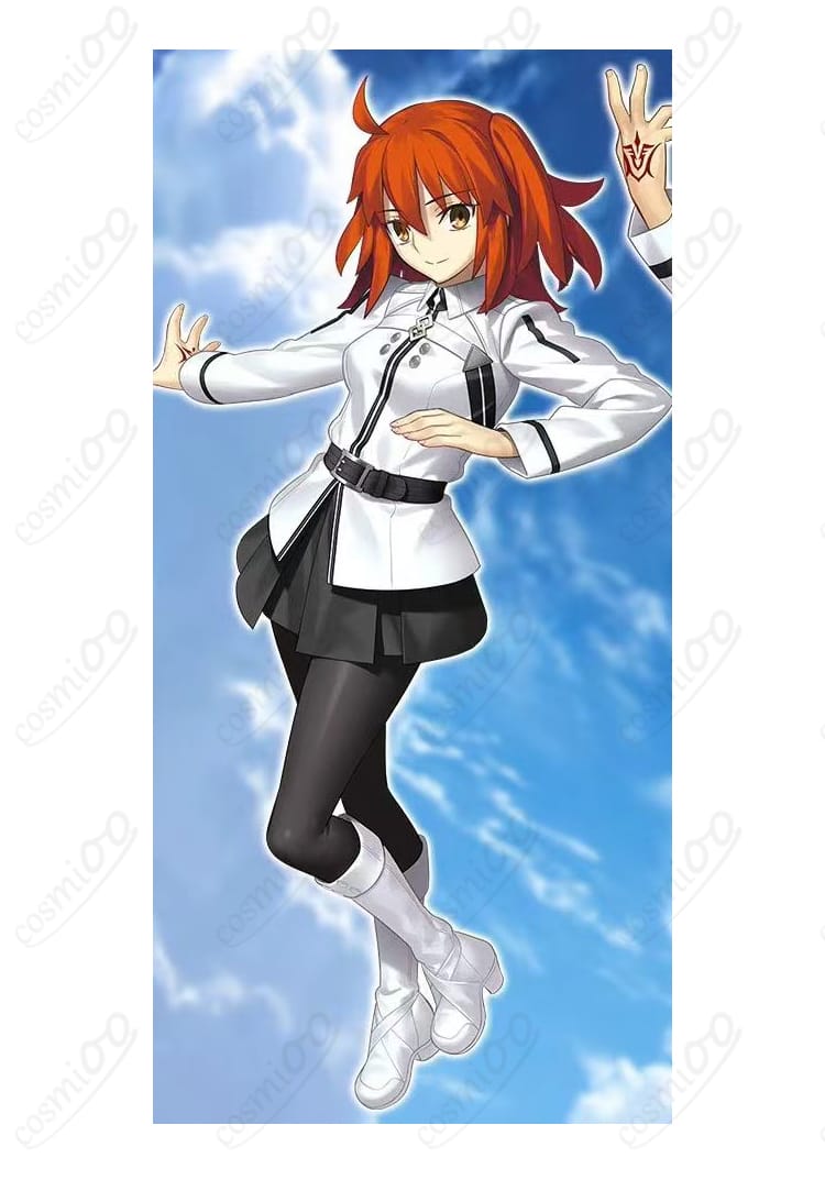 Fate/Grand Order 藤丸立香（ぐだ子）カルデア制服コスプレ衣装を着用した全身イメージ写真。清潔感ある白×ダークトーンの配色と端正なシルエットがわかる角度。