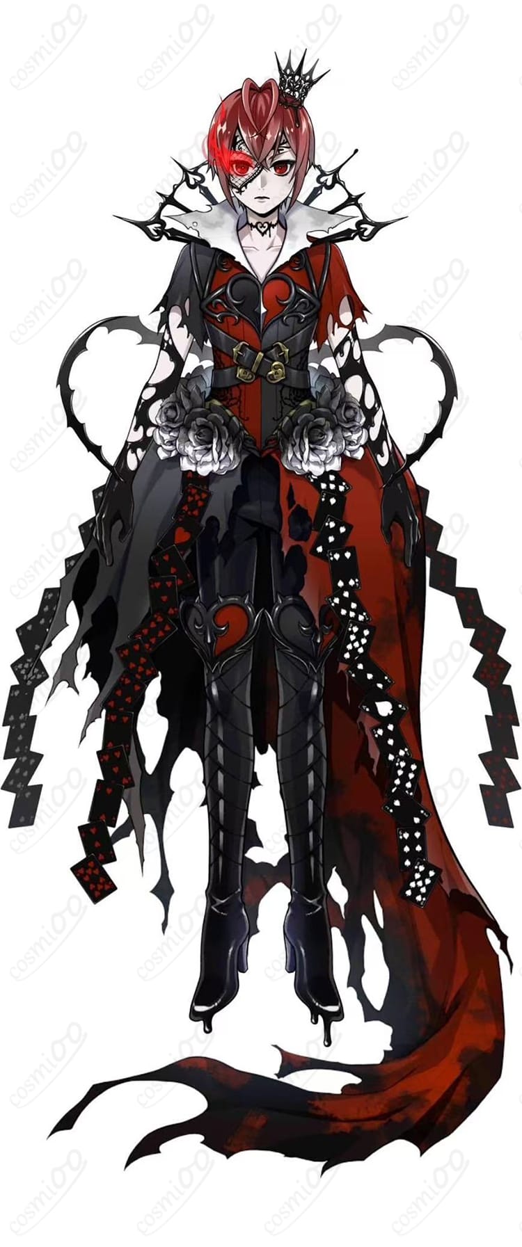 リドル・ローズハート オーバーブロット（真紅の暴君）衣装を全身で着用したモデルの正面全体像