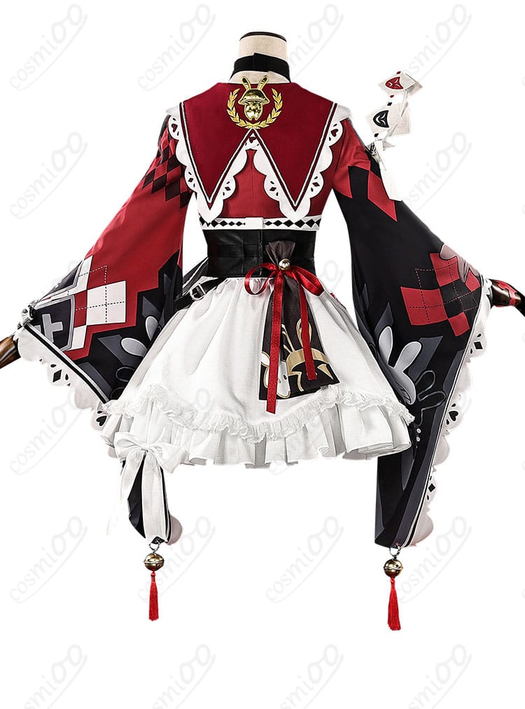 花火（スパークル）衣装の背面全体。披肩や背面ライン、スカートの広がりを確認できるアングル。