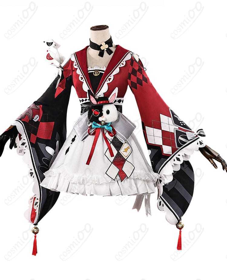 花火（スパークル）衣装のトップス・スカート・コルセットの正面全体。シルエットの美しさと配色バランスが分かるカット。