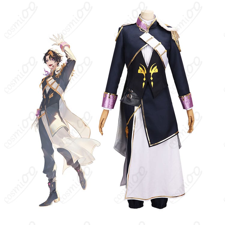 闇ノシュウ CONCERTO共通衣装を着用したモデルの全身イメージ。ジャケットと腰布の質感がわかる正面カット