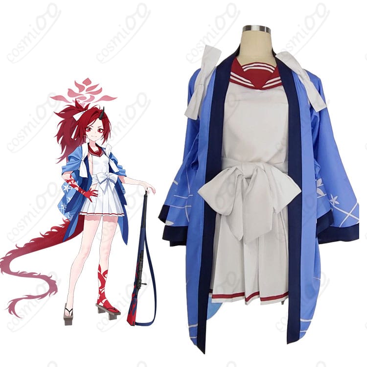 不破レンゲ 修行部制服コスプレ衣装を着用した全身イメージ。羽織と帯の和風デザインが分かる正面ショット