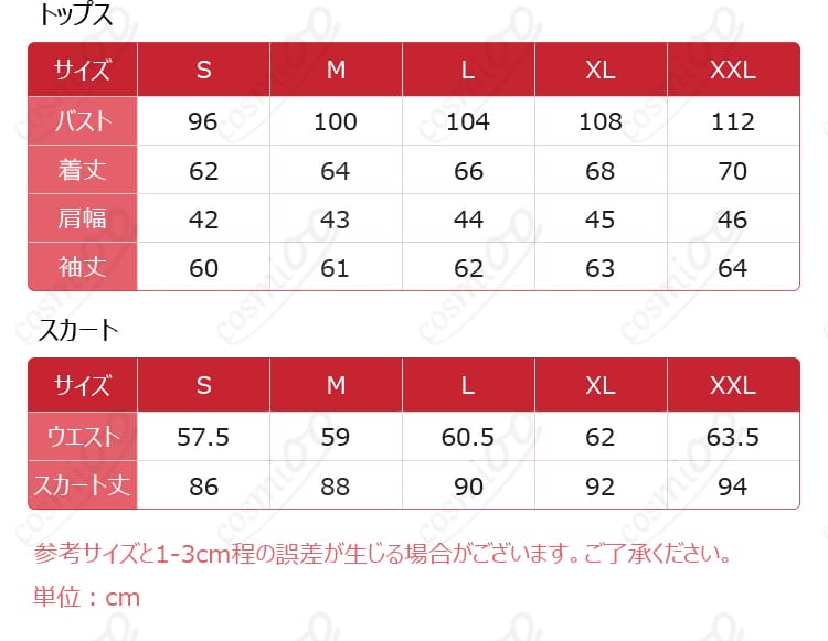 駒沢乃依コスプレ セット内容一式の平置き画像（7点セット）