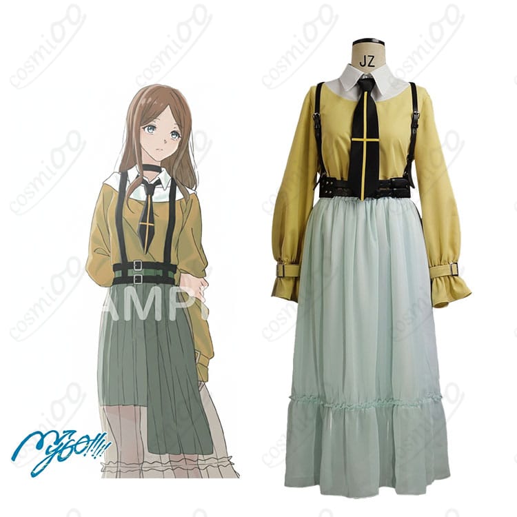 MyGO!!!!! 長崎そよ『端程山』ステージ衣装の全身正面コーデ(トップス・スカート・ネクタイ・ベルト着用)