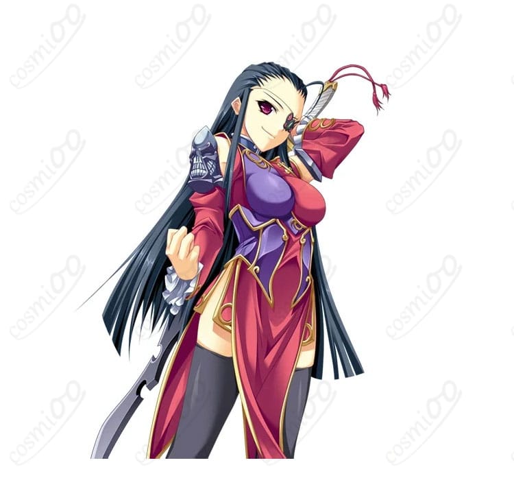 夏侯惇（春蘭）コスプレ衣装の側面シルエット。ハリ感あるラインと装飾配置が分かる写真