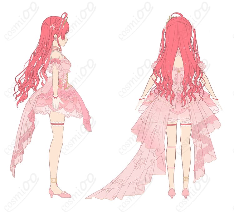 さくらみこ flower fantasista! コスプレ衣装の側面と背面構造（着脱しやすい背面開閉）