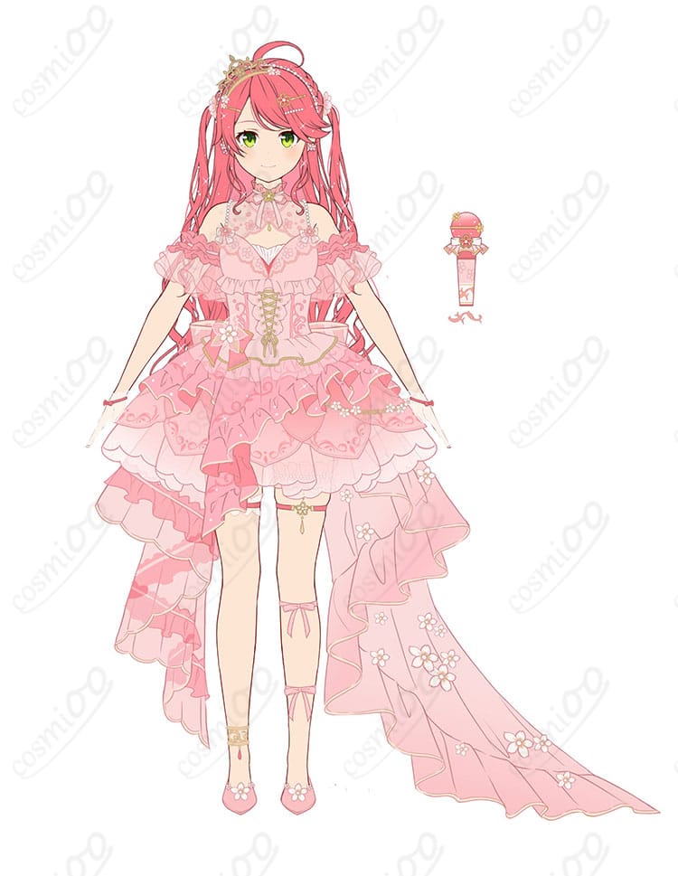 さくらみこ flower fantasista! アイドルドレスを着用した全身イメージ（COSMIOO製）