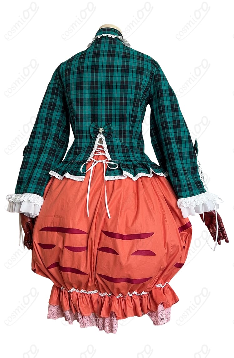 東方Project 秦こころ 二次創作アレンジ和装コスプレ 背面。蝶結びの位置とスカートの広がりが分かる商品画像