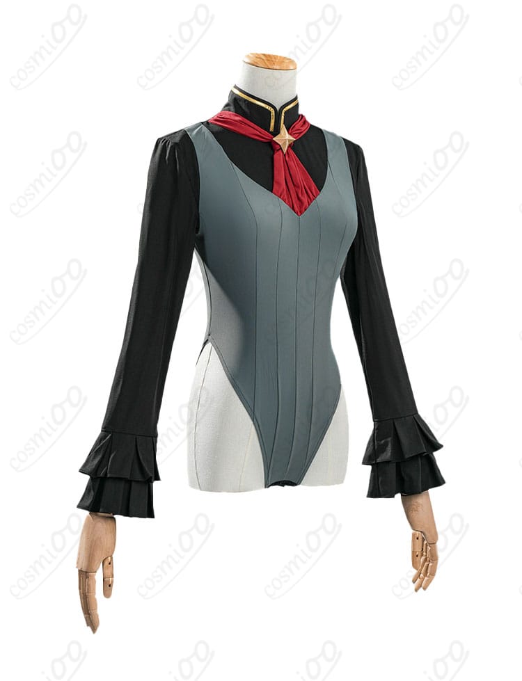 インナー（レオタード）側面の装飾ディテール。縁取りとステッチの質感が分かる