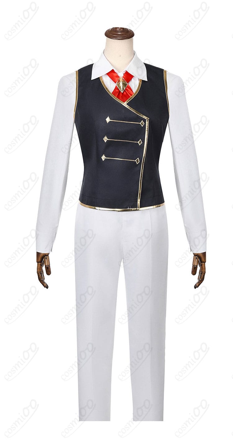 ベスト正面のボタンとステッチのディテール