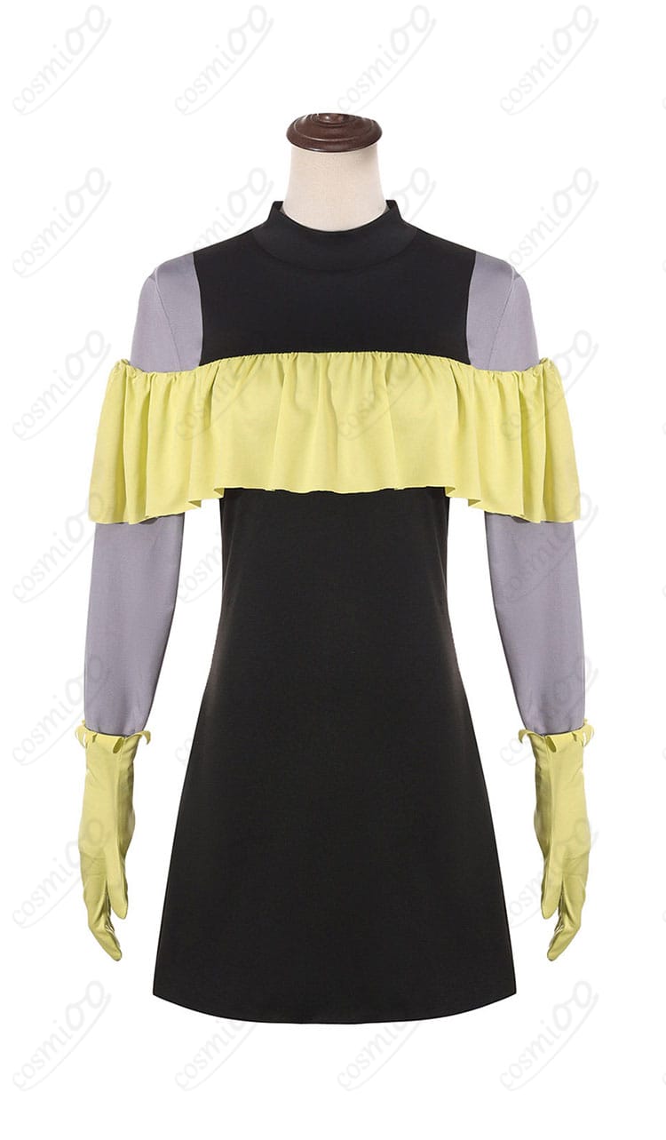 MEMちょ 新生B小町コスプレ ワンピースの正面全体。胸元の配色とフレアラインが確認できる。