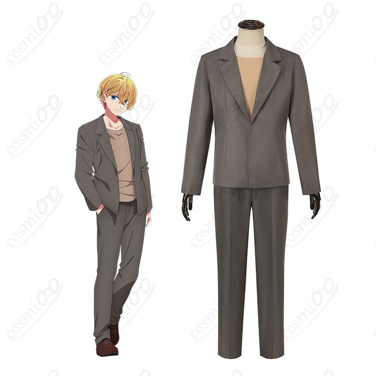 星野アクアのコスプレ衣装を着用した全身イメージ。クールなダークトーンと直線的シルエットを表現