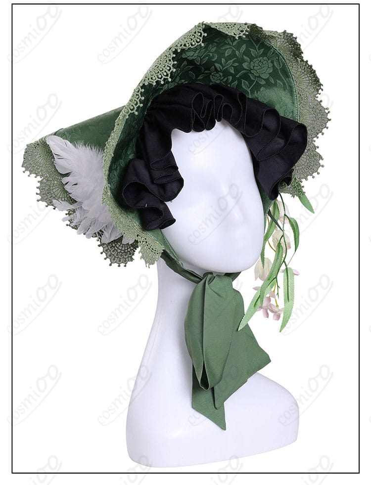 帽子の装飾ディテール。リボンと装飾のバランスが分かるアップ