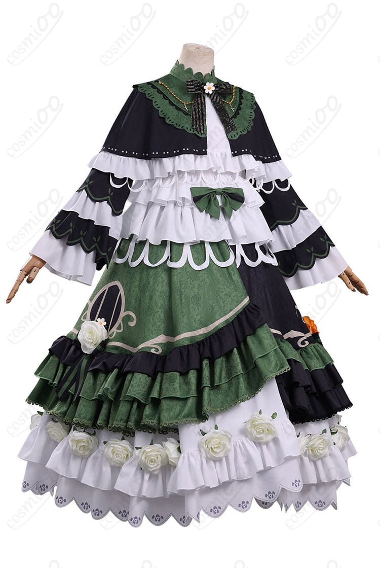 遠野ハンナ衣装の側面。ウエストの腰蝶結びとスカートラインの立体感を確認