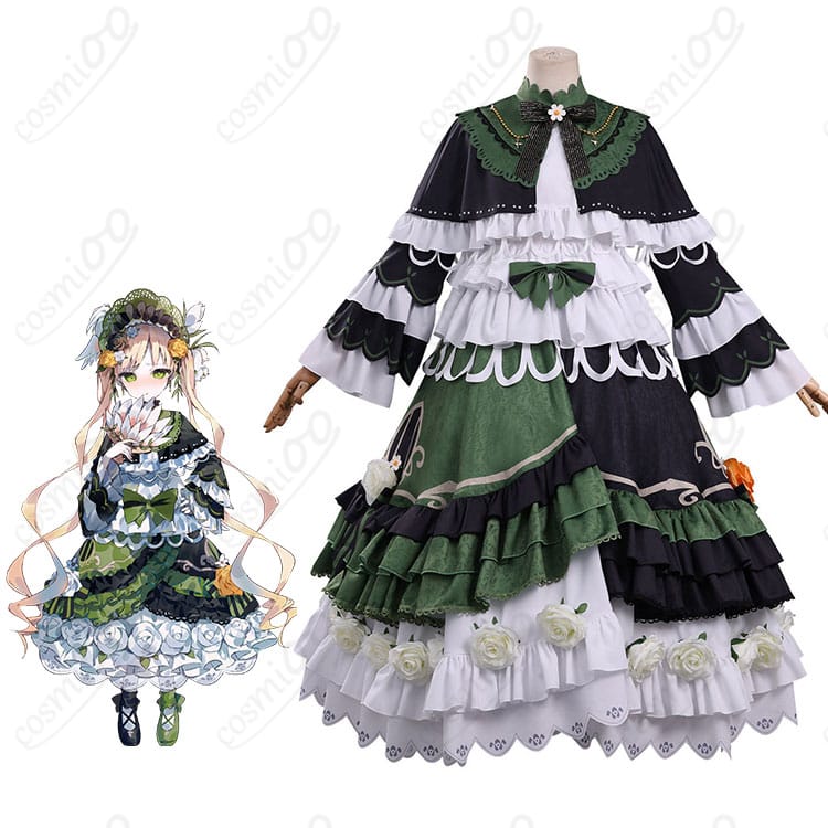 遠野ハンナのモデル着用全身写真。花飾りと大きなリボンが映える魔法少女衣装の全体イメージ