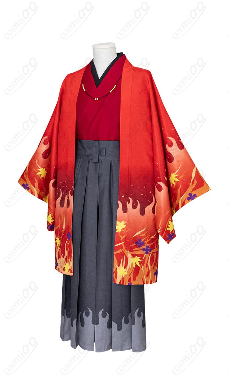 煉獄杏寿郎 京まふ2021和装の側面カット。羽織のハリ感と帯・ネックレスの見え方を確認できる