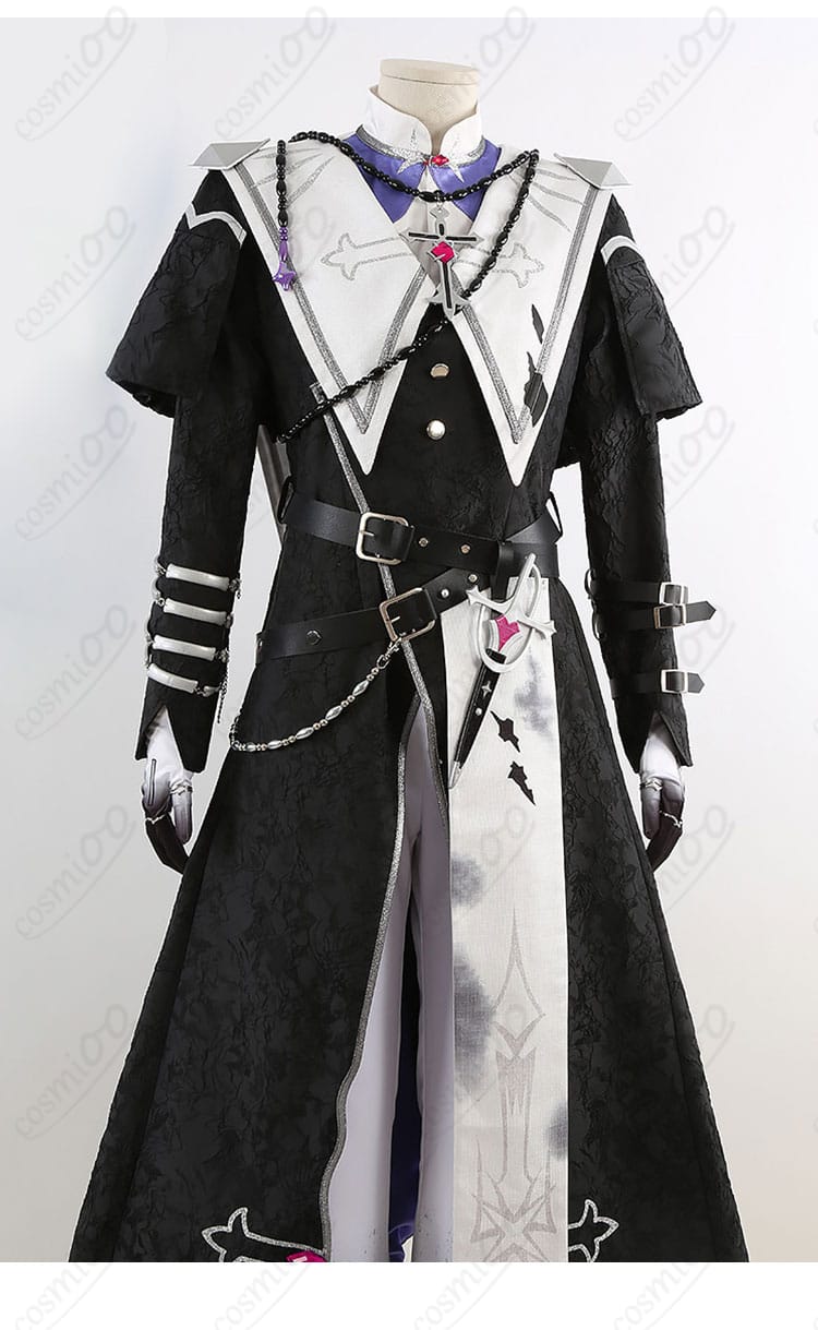 宵の交霊会衣装 衣襟の装飾・縁取り・留め具のアップ写真