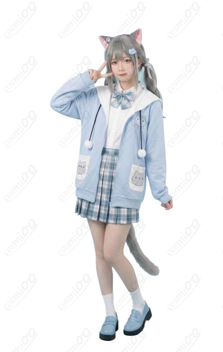 甘城なつき（なちょ猫）新衣装・制服コスプレのコート、シャツ、スカート正面ディスプレイ