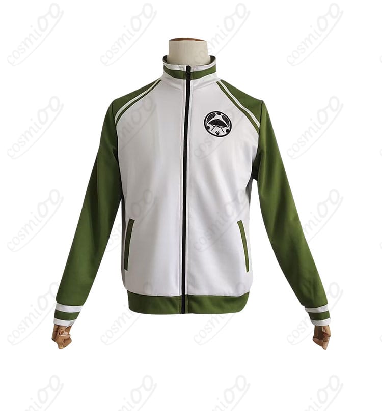 上着フロント装飾の配色ラインとパイピングの拡大