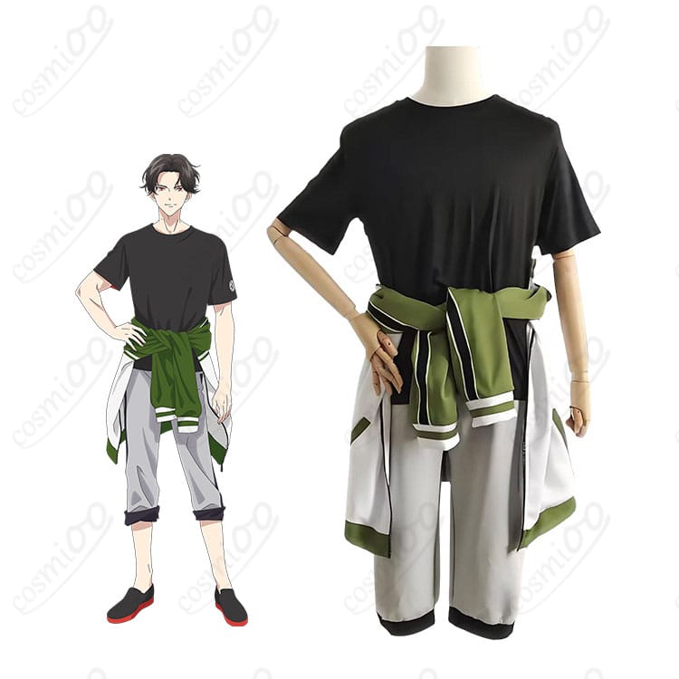 松井江・豊前江・村雲江の内番ジャージ一式を着用した全身イメージ