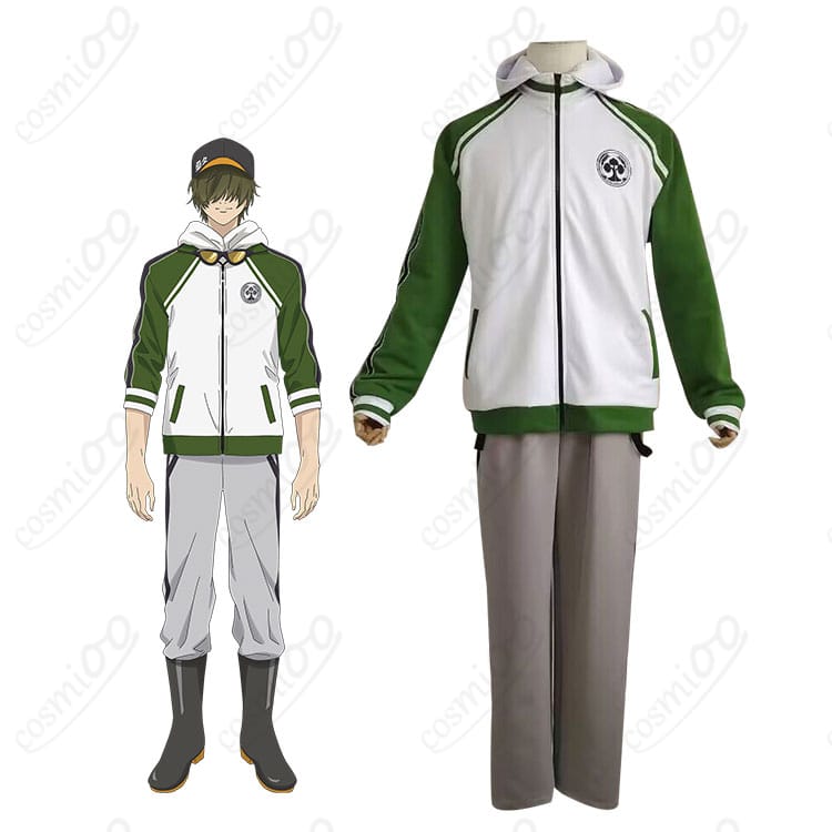 桑名江 内番ジャージ コスプレ衣装一式のキャラクタービジュアルと着用イメージ