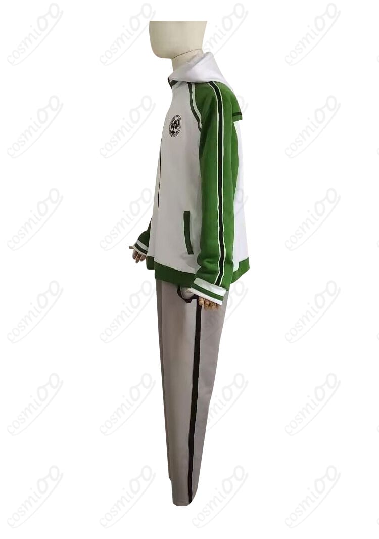 桑名江 内番ジャージ 右袖まわりの切替・縫製ディテールの接写