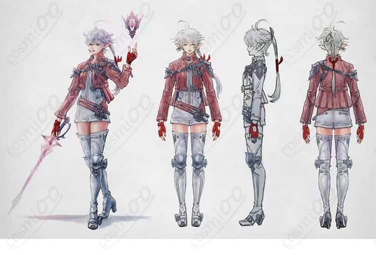 アリゼー・ルヴェユール 暁月のフィナーレ版コスプレ衣装の全身イメージ。ハリ感ある生地とクールなシルエットが伝わる商品画像。