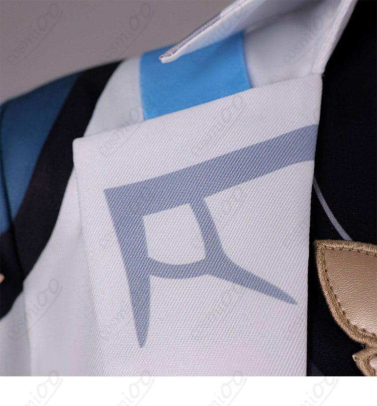 原神 旅人（空）コスプレ衣装の右襟紋様ディテール（プリント意匠）