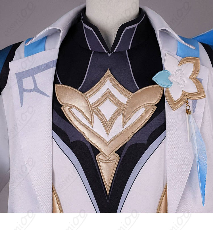 原神 旅人（空）コスプレ衣装の襟元装飾ディテール（メタル調パーツ）