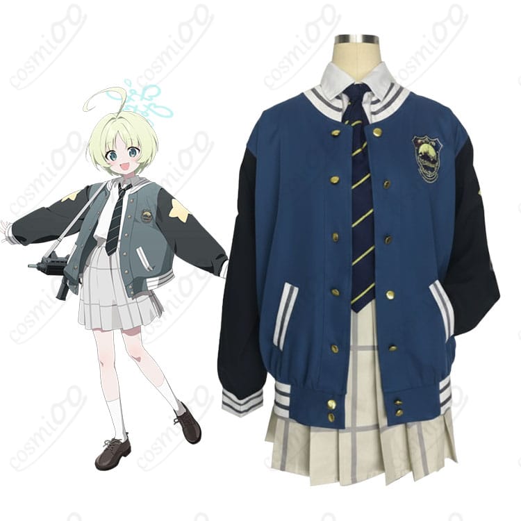 ブルーアーカイブ 薄葉リツ 制服コスプレ 正面全身。ブレザーとスカートの落ち着いた配色が清楚に映えるセット。