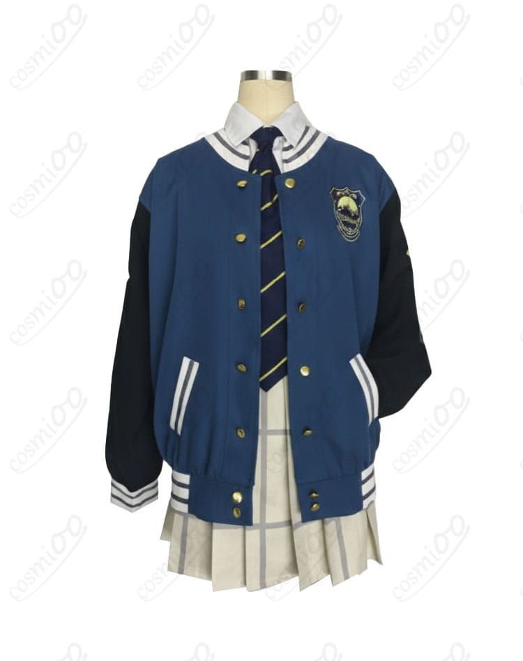 ブルーアーカイブ 薄葉リツ 制服コスプレ 上半身アップ。襟元とネクタイの結び目、端正なラインを強調。