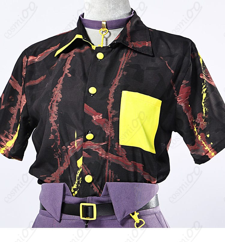 神代類コスプレ衣装のコート・シャツ・ズボンのレイヤー構成が分かる斜めカット