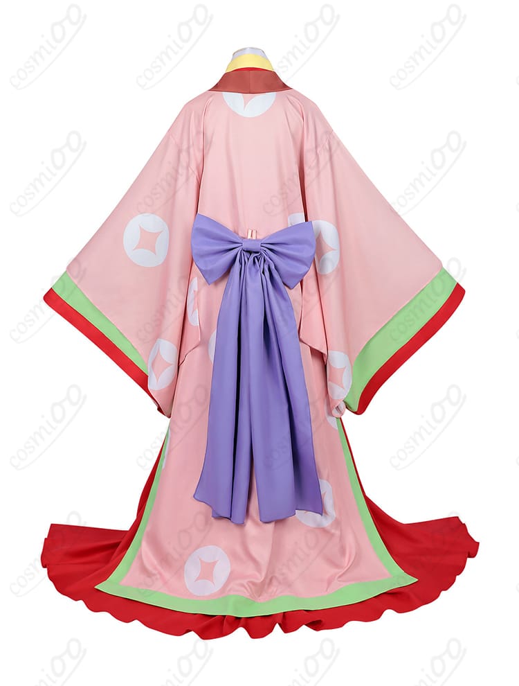 かぐや姫モチーフ 和装ドレスの背面全体と背部蝶結びの配置