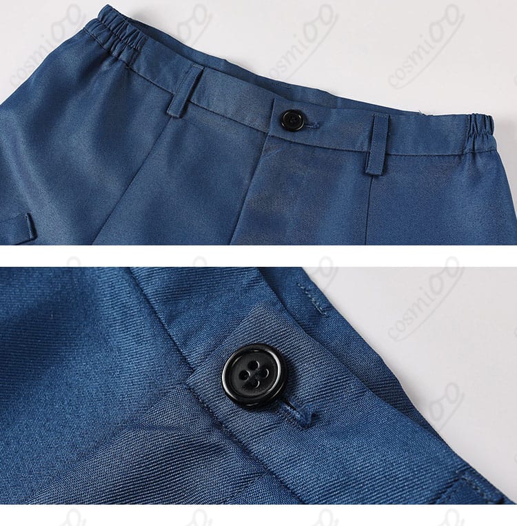 パンツのウエスト部分と前ボタン・ベルトループの詳細