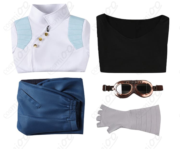 セット内容一式(上着・ズボン・インナー・手袋・アイウェア)のフラットレイ