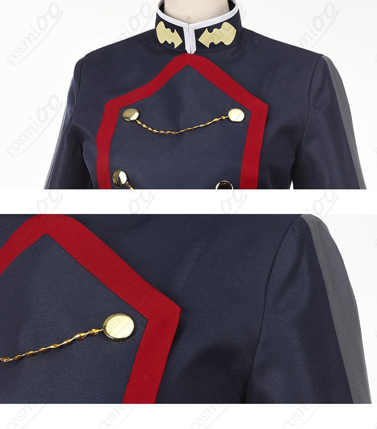 上衣の襟元と衣襟装飾の近接ディテール