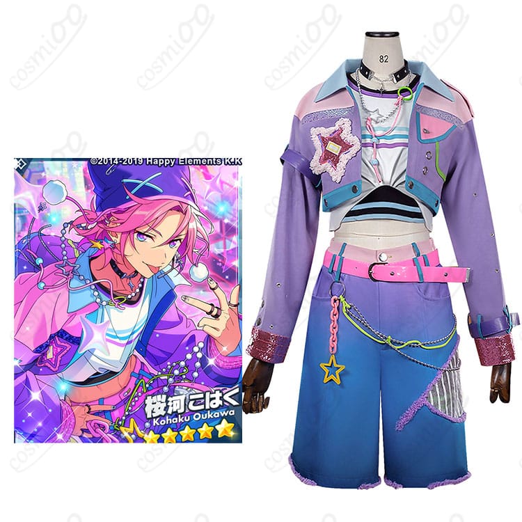 桜河こはく(Crazy:B)ステージ衣装のキャラクタービジュアルとコスチューム全体イメージ