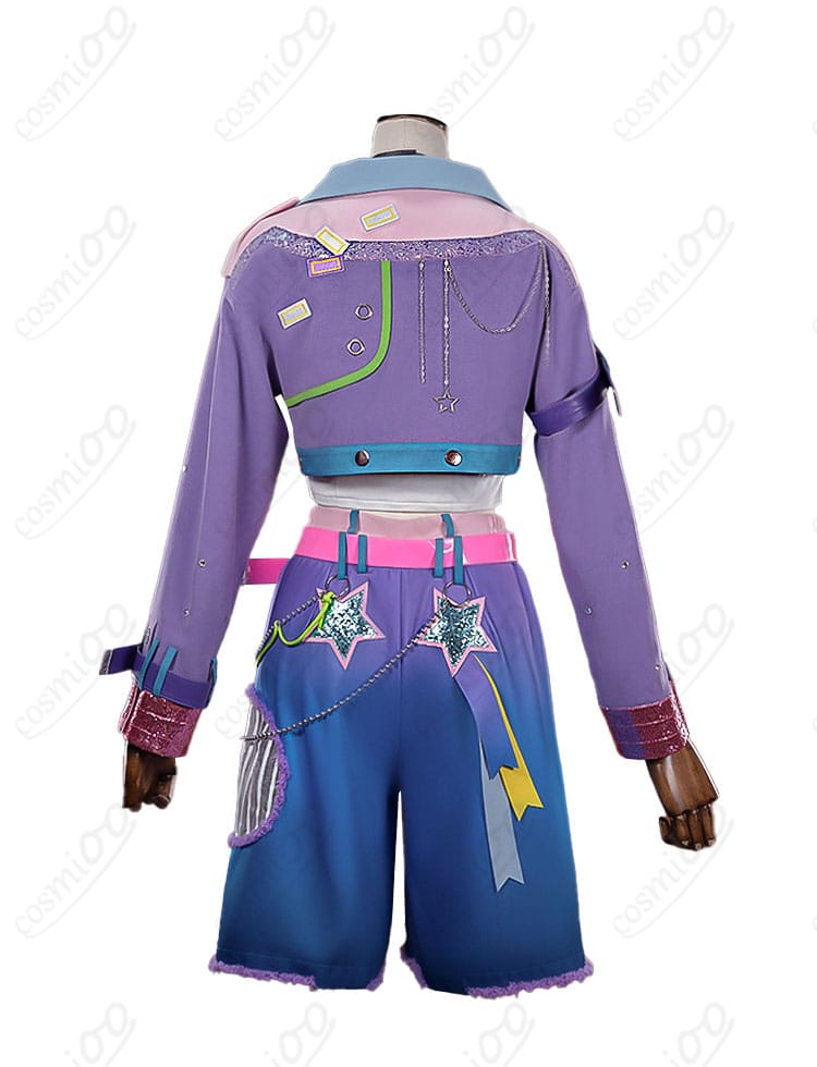 桜河こはく 衣装の背面デザイン(裾・チェーン位置・ライン)