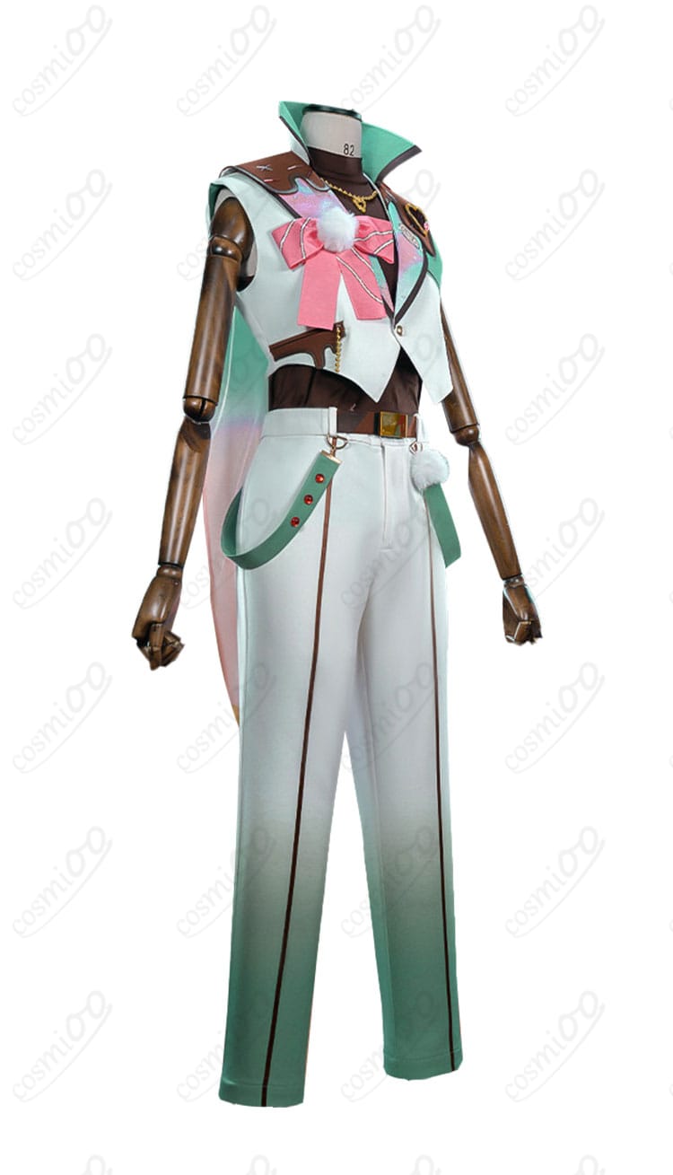 右側ディテール：袖口とサイドライン、腰飾りの固定位置