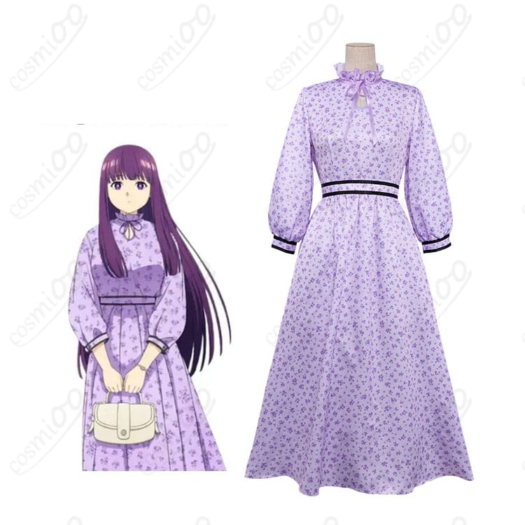 フェルン 日常服（紫・小花柄）コスプレ衣装の全身イメージ｜葬送のフリーレン