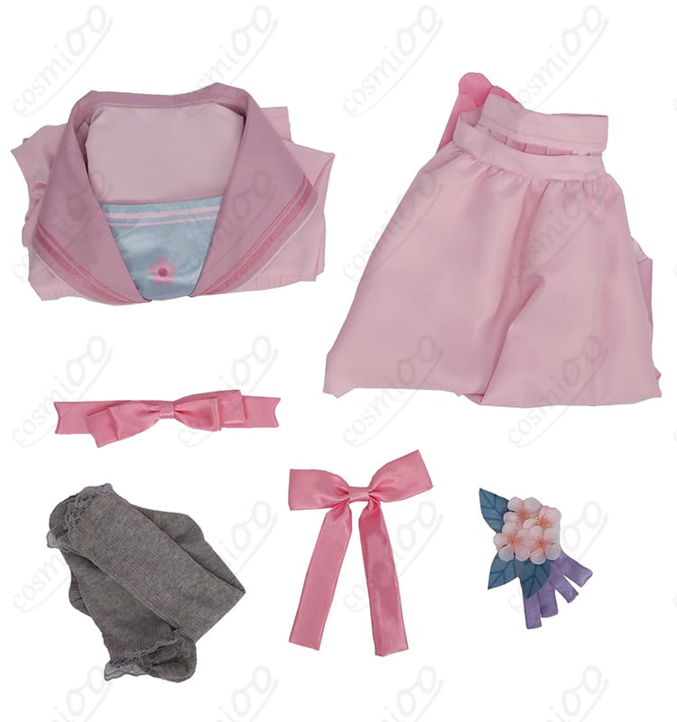 衣装本体・髪飾り・靴下の3点セット内容を並べた画像