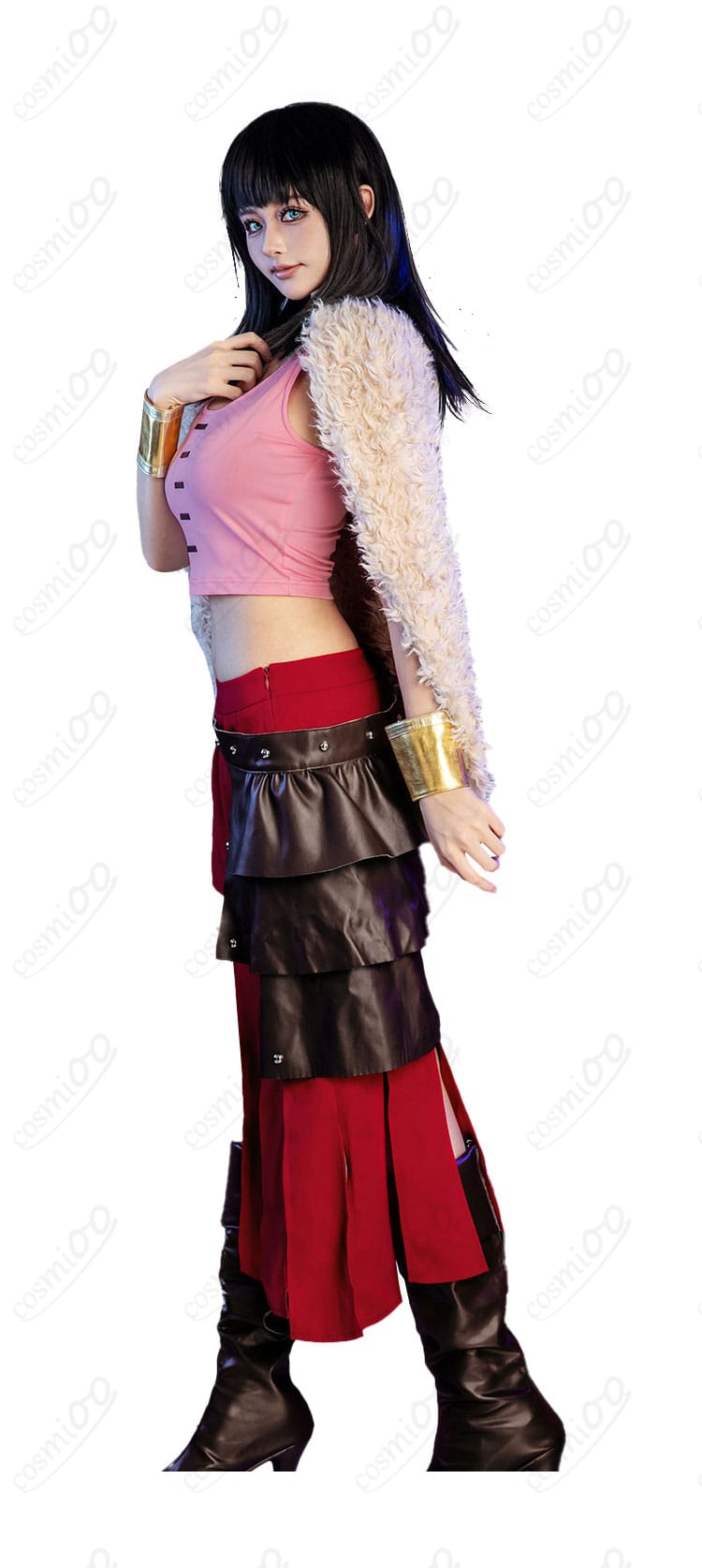 ニコ・ロビン エルバフ編衣装の側面シルエット（スカート飾りと腰回り）