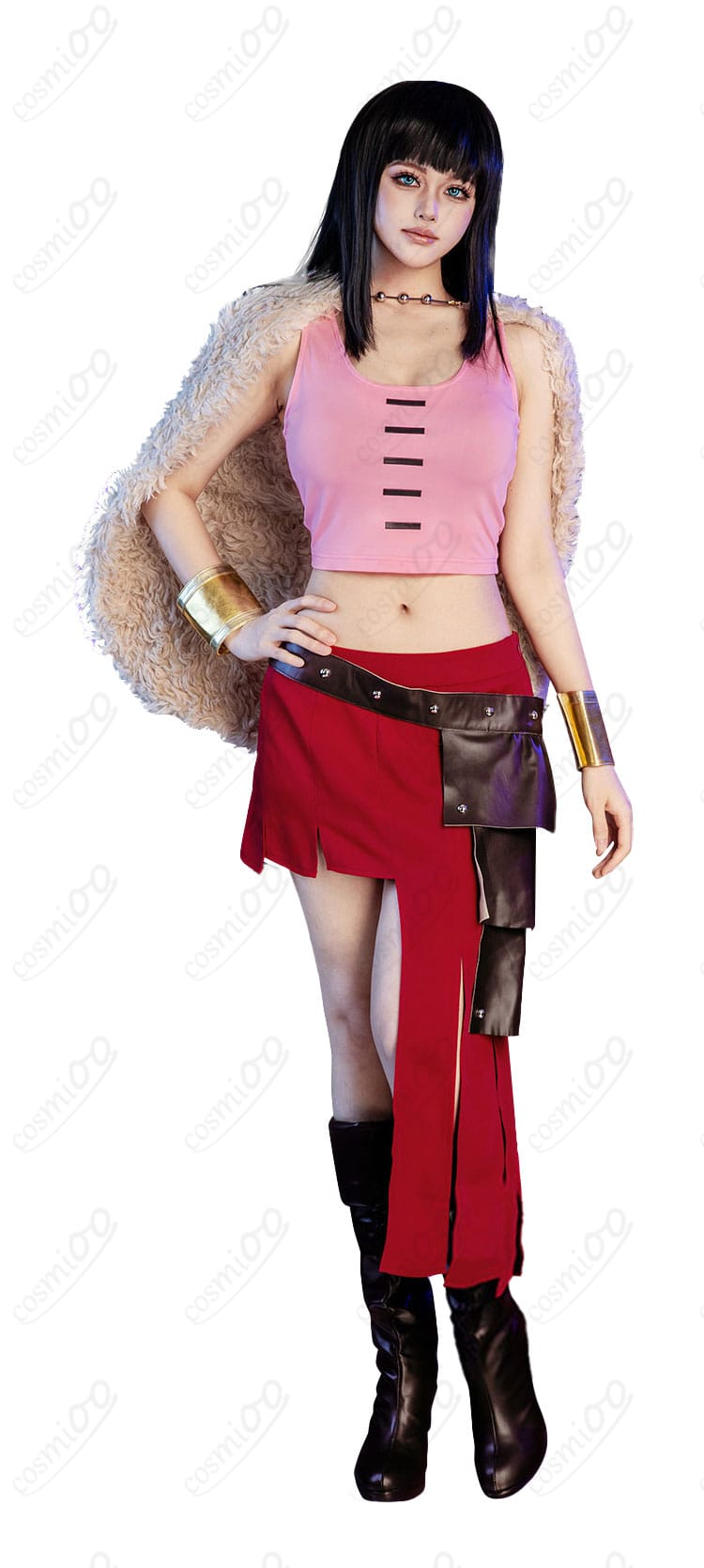 ニコ・ロビン エルバフ編衣装の正面ディテール（トップスとマントのライン）